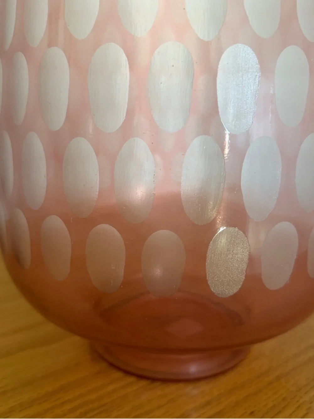 Anthropologie Etched Glass Thumbprint Pink Vase Decor MCM Boho Rose Floral SAFFY
